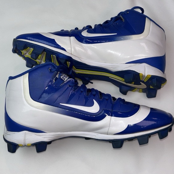 Men's Nike BSBL Huarache Baseball Cleats Size 8‎ Blue & White Great Condition - Picture 1 of 9